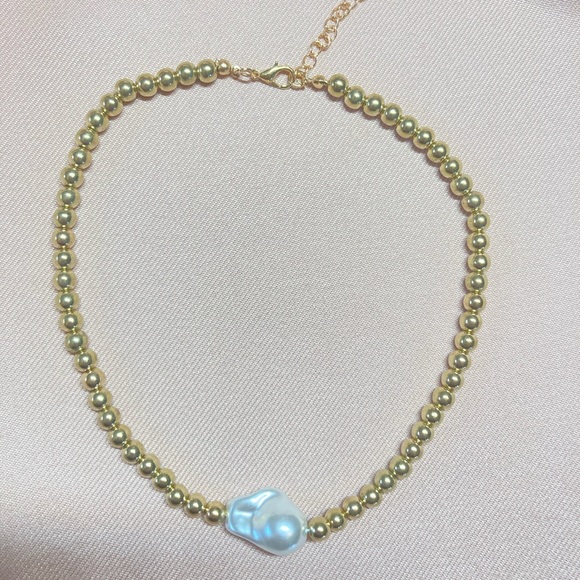 Gold Beads Baroque Necklace Choker - Picture 4 of 4